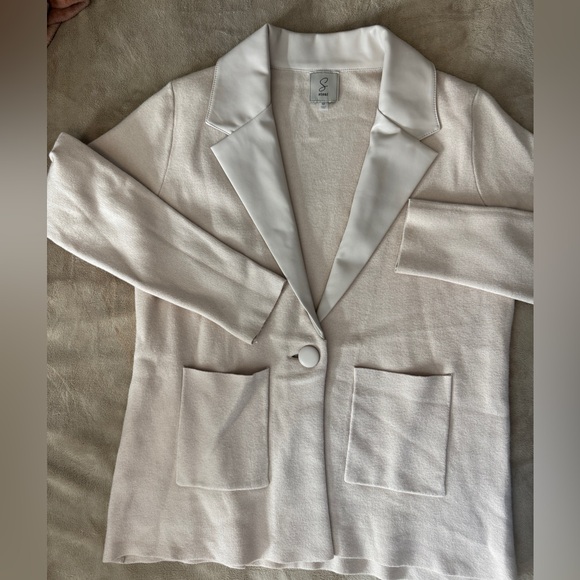 Sioni Cream Blazer Classic Lapel Wool-Blend - Picture 1 of 10